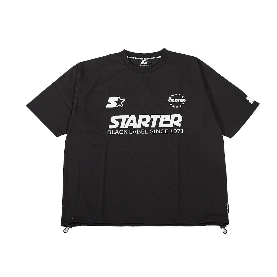 STARTER 天竺肩パイピング裾ドロスト付半袖Tシャツ BLACK