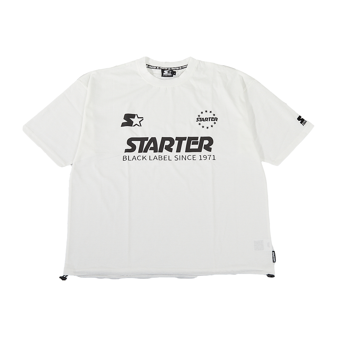 STARTER 天竺肩パイピング裾ドロスト付半袖Tシャツ WHITE