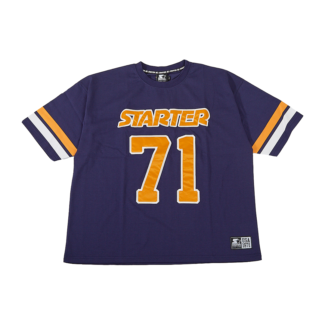 STARTER 天竺サテンワッペンナンバリング半袖Tシャツ NAVY