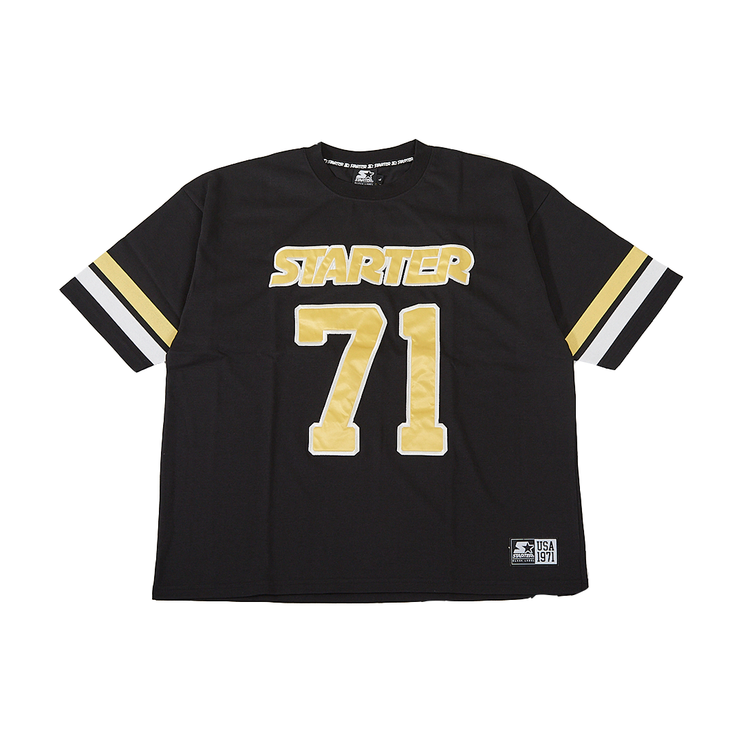 STARTER 天竺サテンワッペンナンバリング半袖Tシャツ BLACK