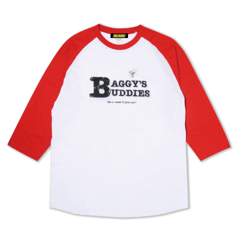 MB BUDDIES RAGLAN SLEEVE WHITE/ RED