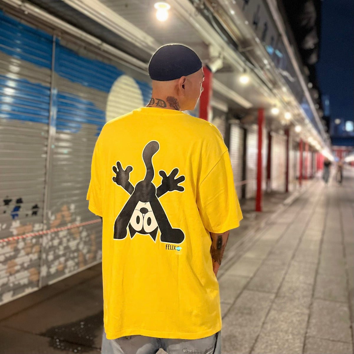 MB LIMITED ITEM FELIX THE CAT BACK PRINT TEE YELLOW