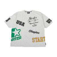 STARTER 天竺総柄ロゴプリント半袖Tシャツ GRAY