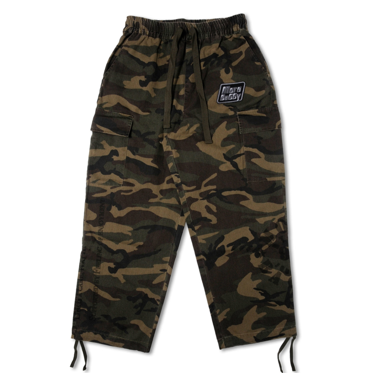 MORE BAGGY STONE WASH MILITARY CARGO PANTS WOODLAND