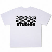 Load image into Gallery viewer, MORE BAGGY NETWORK STUDIOS TEE WHITE
