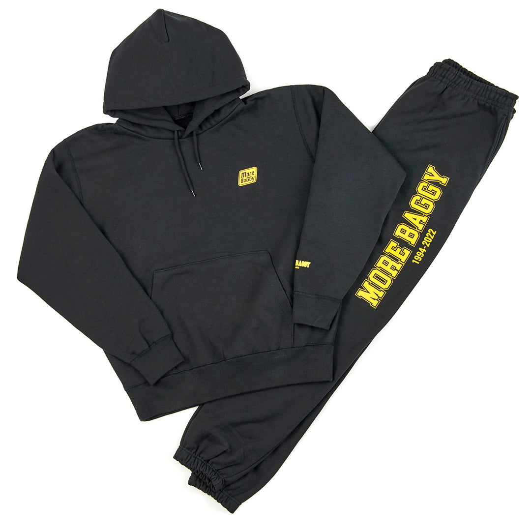 MORE BAGGY COLLEGE LOGO SERIES SWEAT SET UP / BLACK